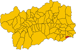Map of comune of Pont-Saint-Martin (region Aosta Valley, Italy)